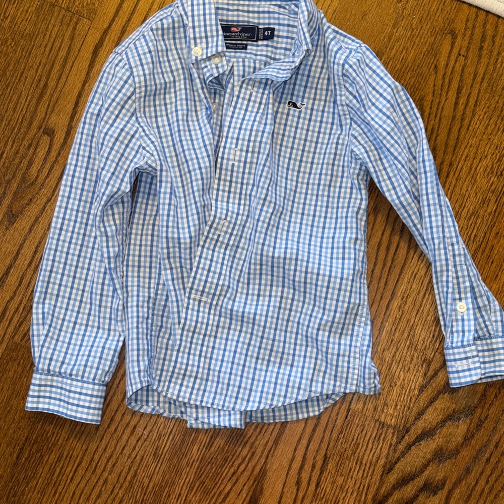 Vineyard Vines Blue and White Checkered Kids Polo